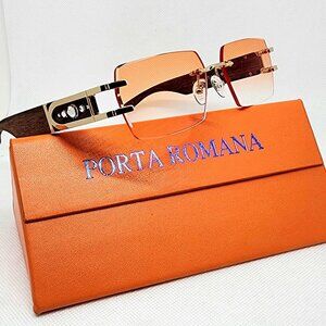 NEW PORTA ROMANA SUNGLASSES MOD. 301 col 100 with stones WOOD TEMPLES